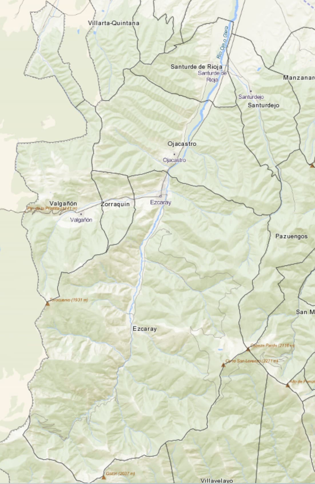 Mapa del área de estudio: Alto Oja, La Rioja